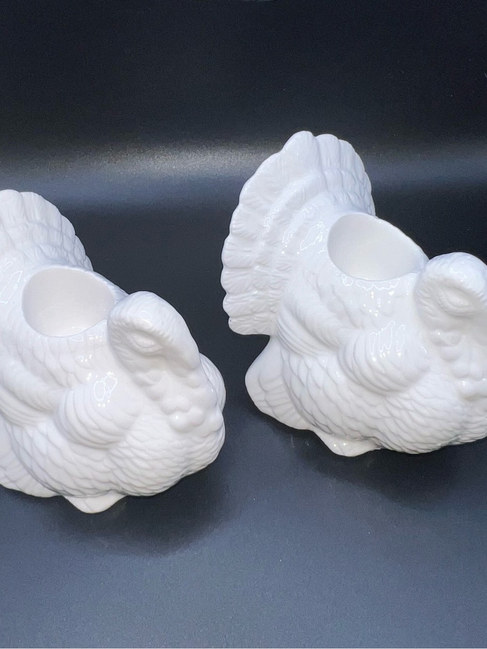 White Ceramic Turkey candle holders